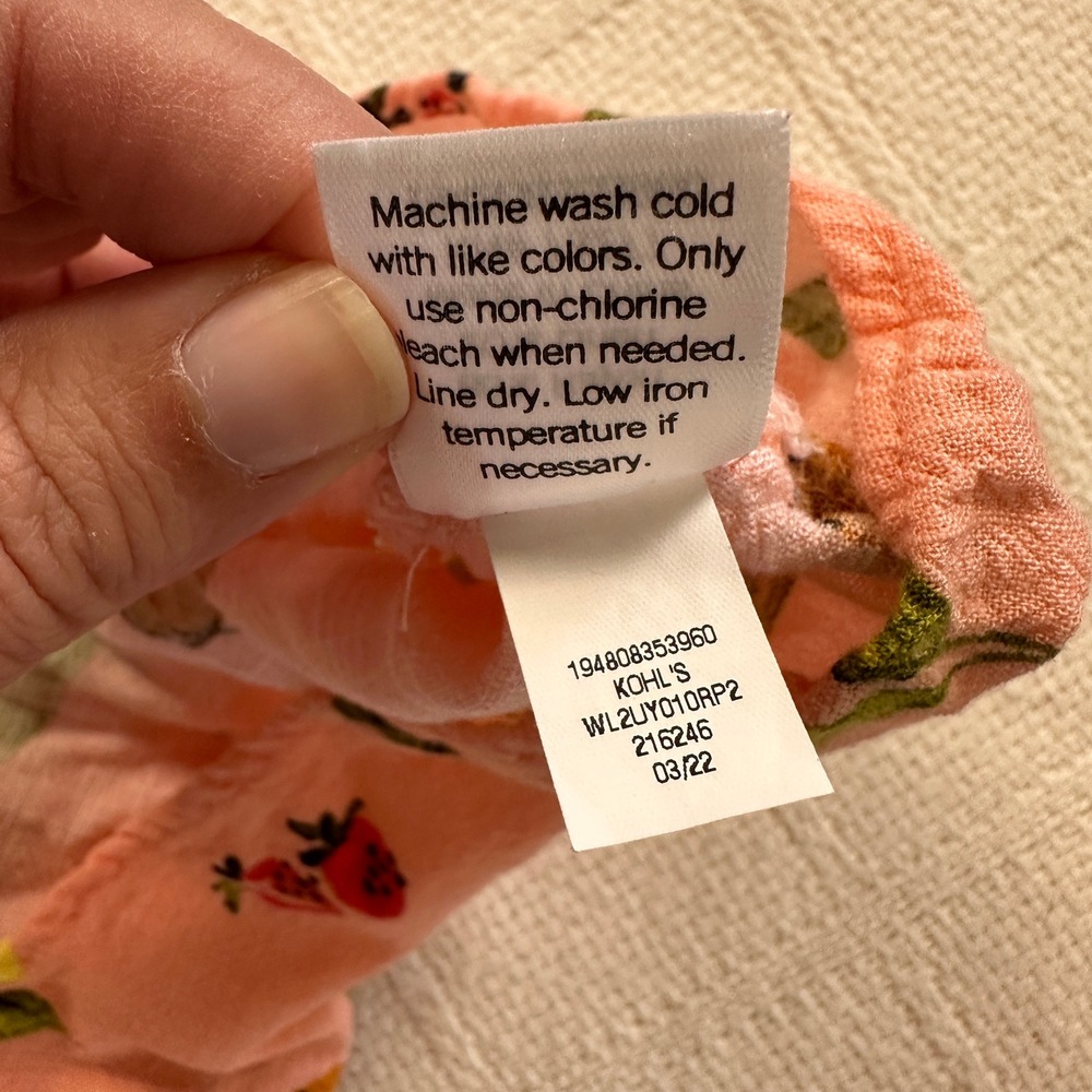 Fruit Print Linen Blend Midi Dress LC Lauren Conrad Peach Pink M Cottage Picnic - Picture 9 of 9